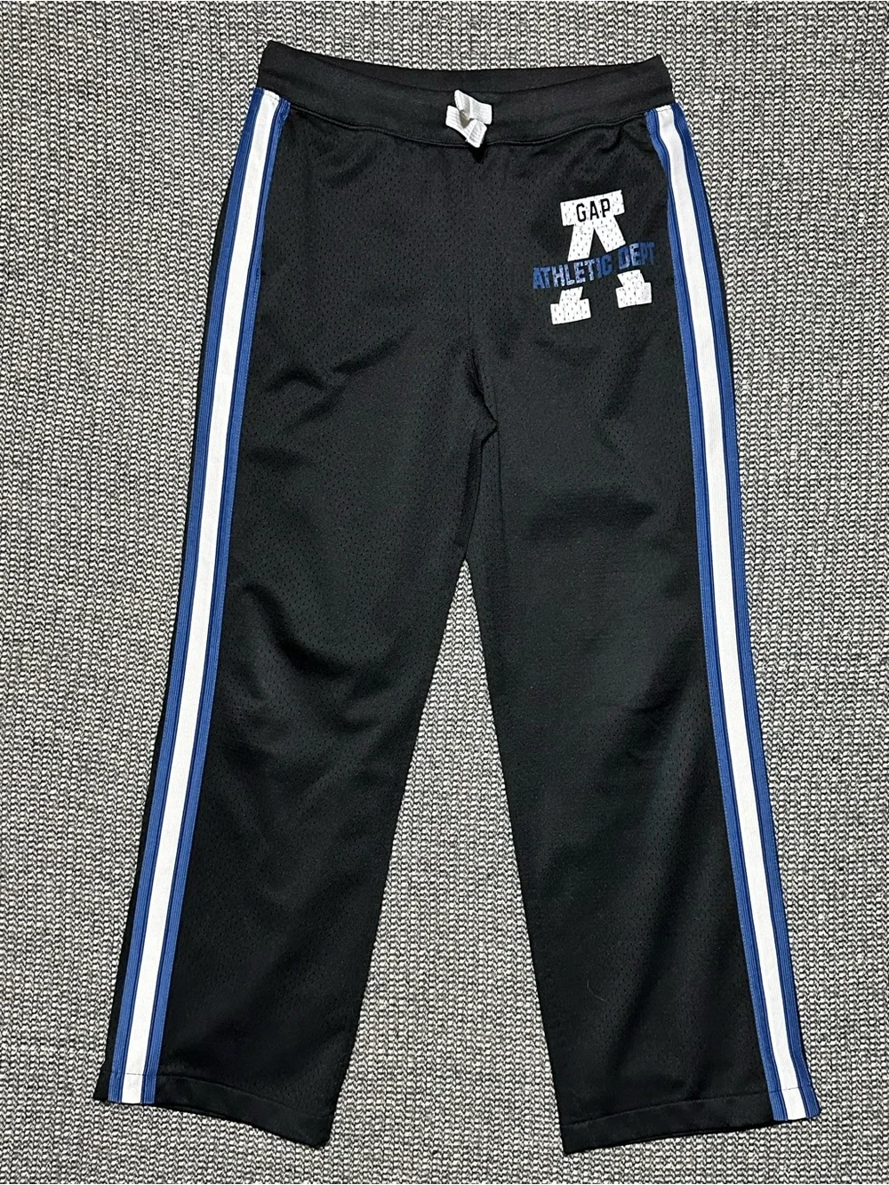 GAP Kids Black Track Pants with Blue & White Side Stripes